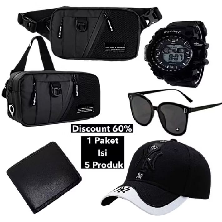Tas Slempang Pria – Paket Lengkap 5 Produk