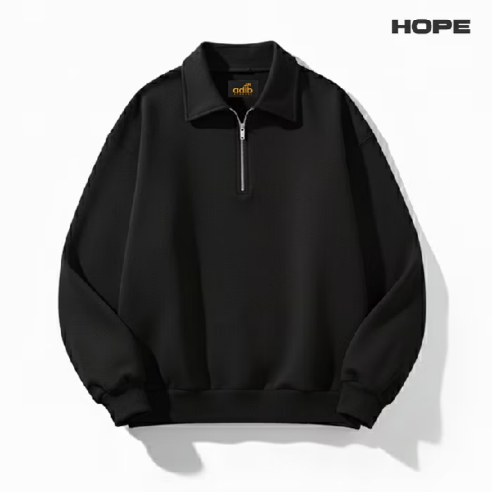 Jaket hoodie zipper unisex hitam