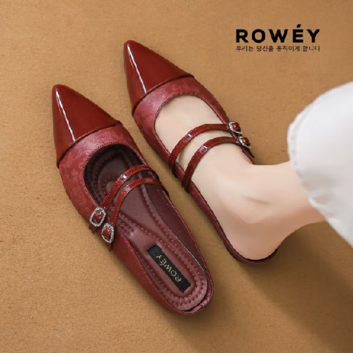 ROWEY Sepatu Sandal Flat Mules Korea Murah Beverly - Gambar 4
