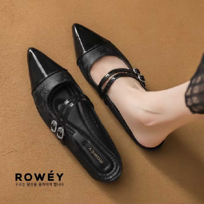 ROWEY Sepatu Sandal Flat Mules Korea Murah Beverly - Gambar 3