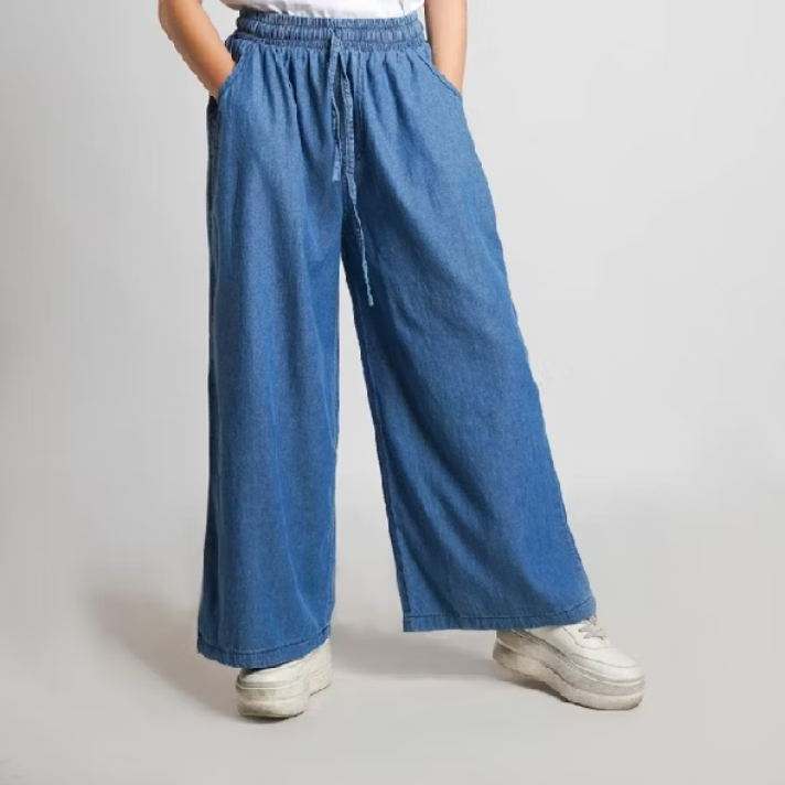 Celana Kulot Panjang Jeans Wanita Fit Super Jumbo 100kg Bigsize Jumbo Pinggang Karet Coco DLINE - Gambar 3